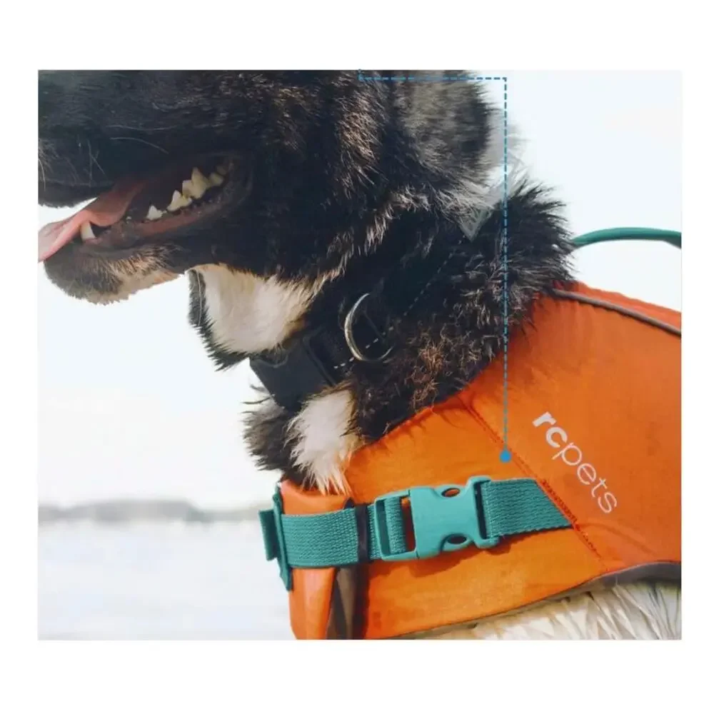 RC Pets Tidal Life Vest, Adjustable Dog Life Jacket, Orange/Teal, Size Small